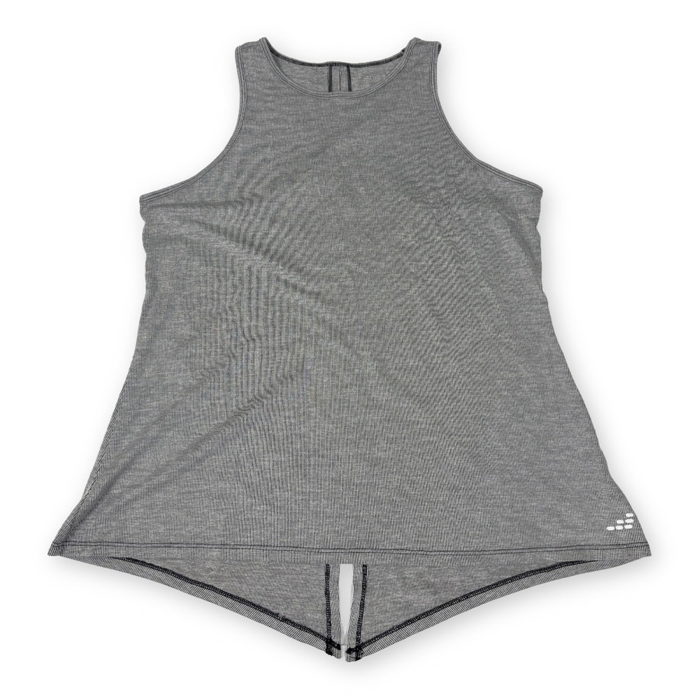 BCG Womens Grey White Striped Split Back Racerback Active Tank Top Large 164829